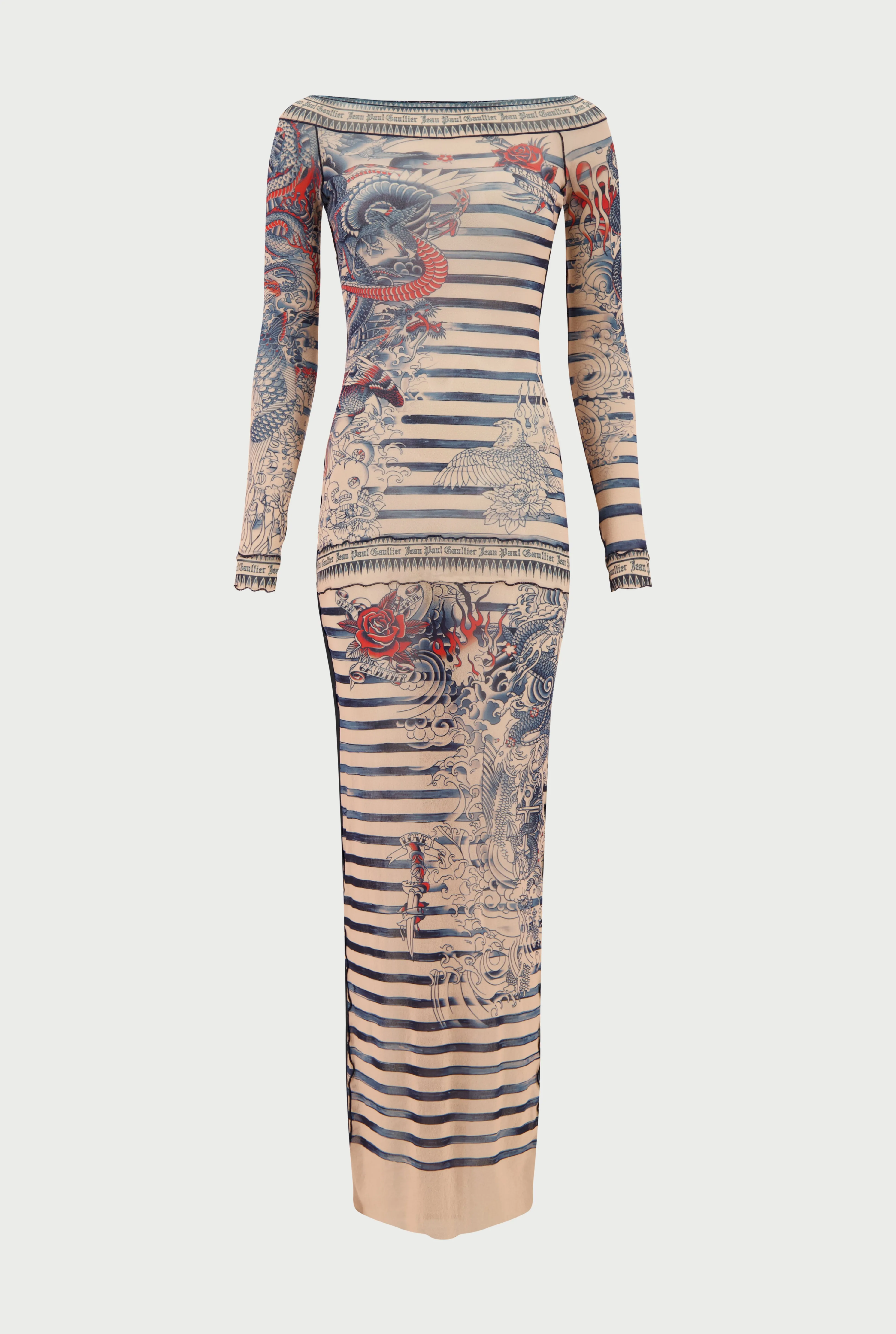 Jean Paul Gaultier The Long Nude Sailor Tattoo Dress> Iconic Prints