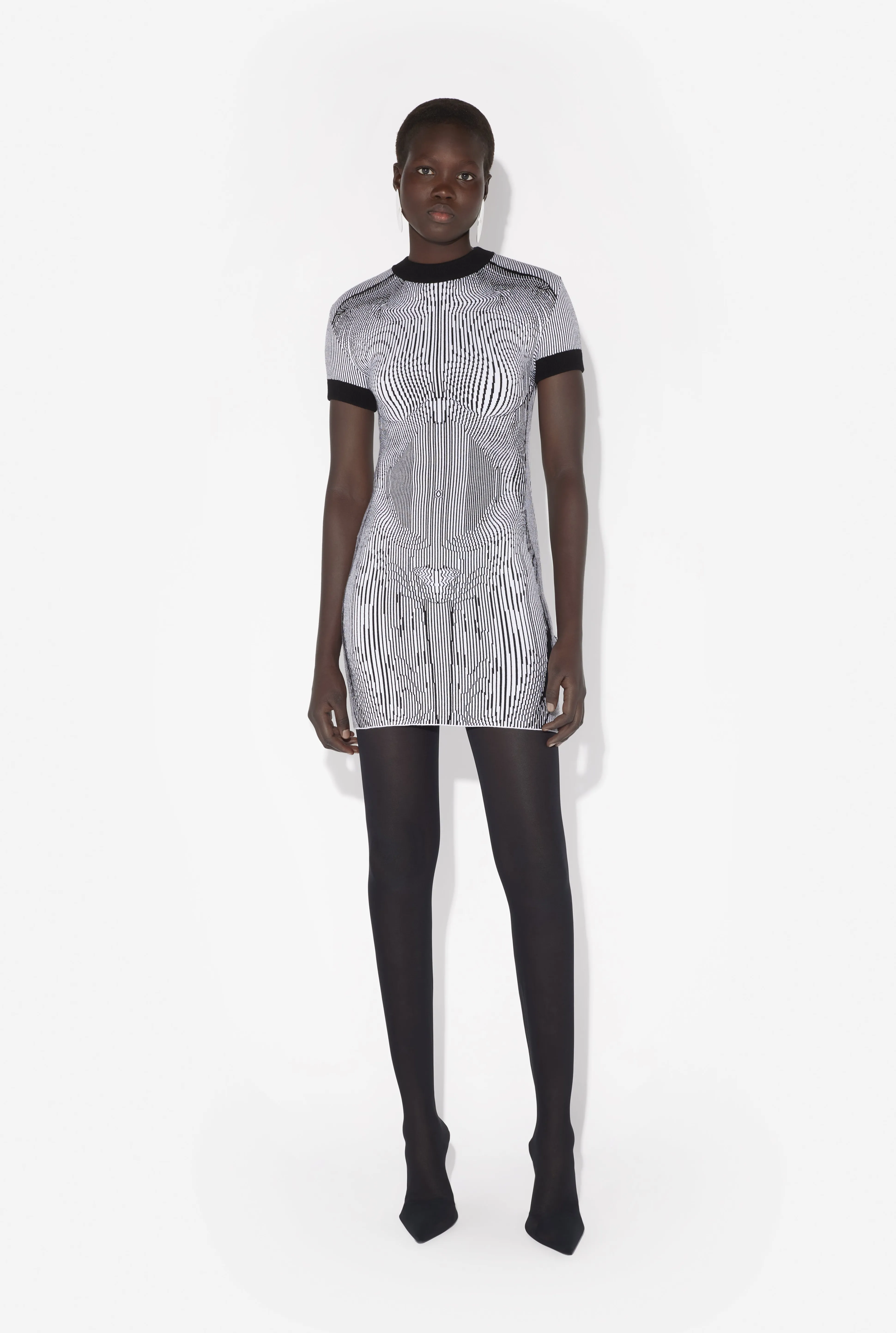 Jean Paul Gaultier The Short Morphing Pinstripes Jacquard Dress> Dresses And Skirts | Knitwear